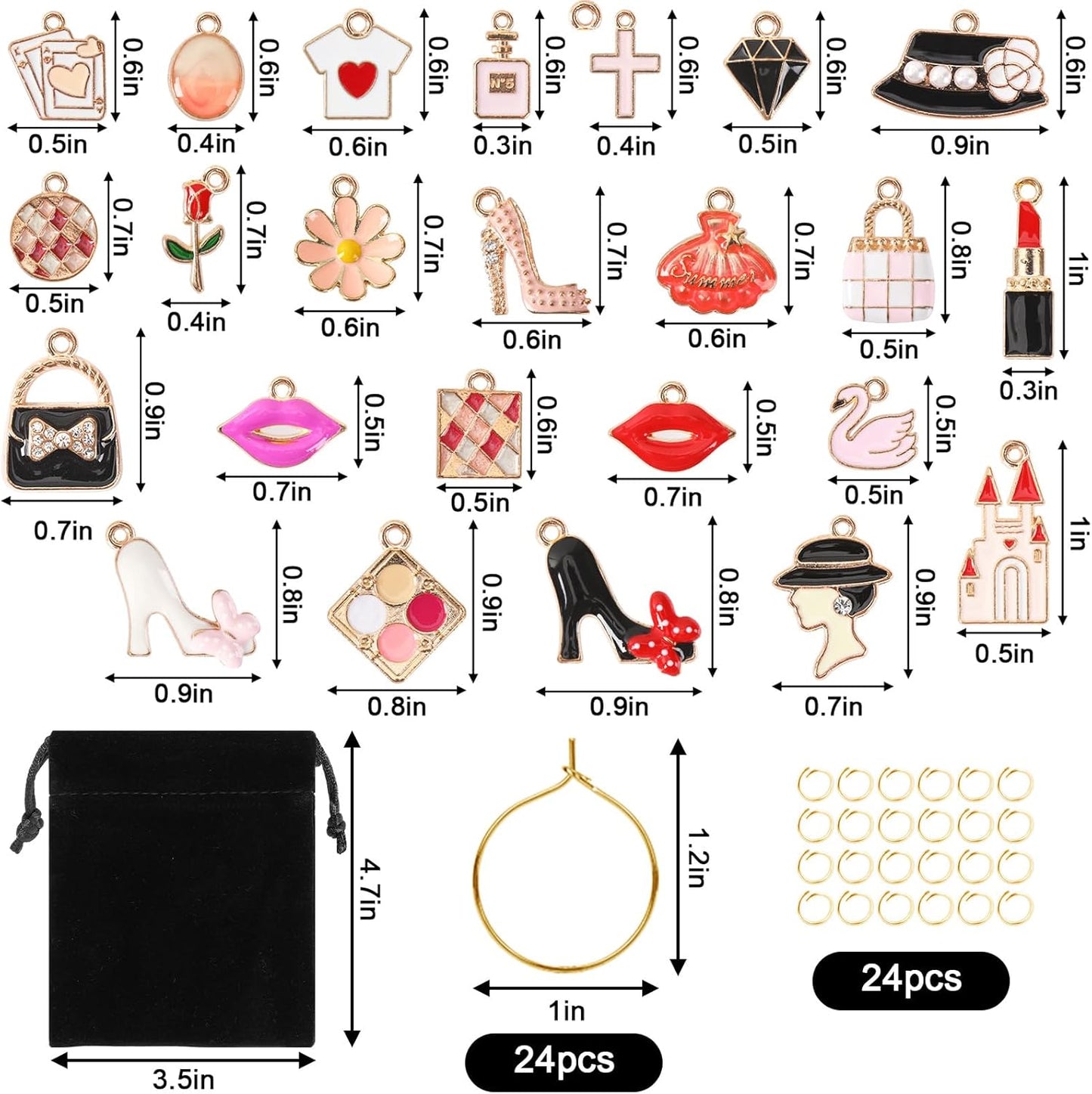 SANNIX 24pcs Wine Glass Charms - Funny Wine Glass Tags for Tasting Parties