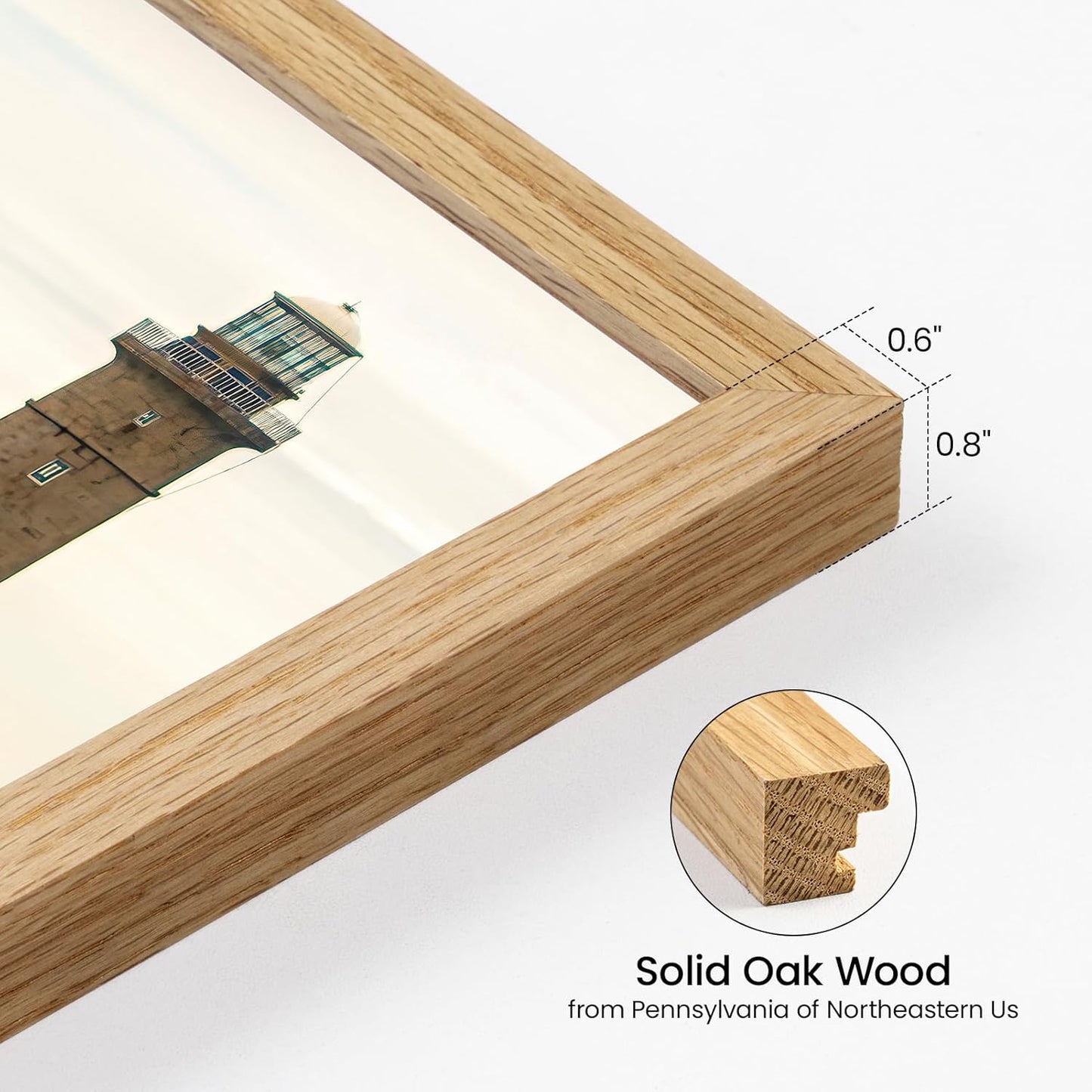 19x27 Picture Frame Oak Wood,19"x27" Natural Oak Color Wooden Frames with Tempered Glass,27x19 inch Wall Gallery Poster Frame with No Mat,19 by 27 Frames Horizontal and Vertical for Wall Mounting