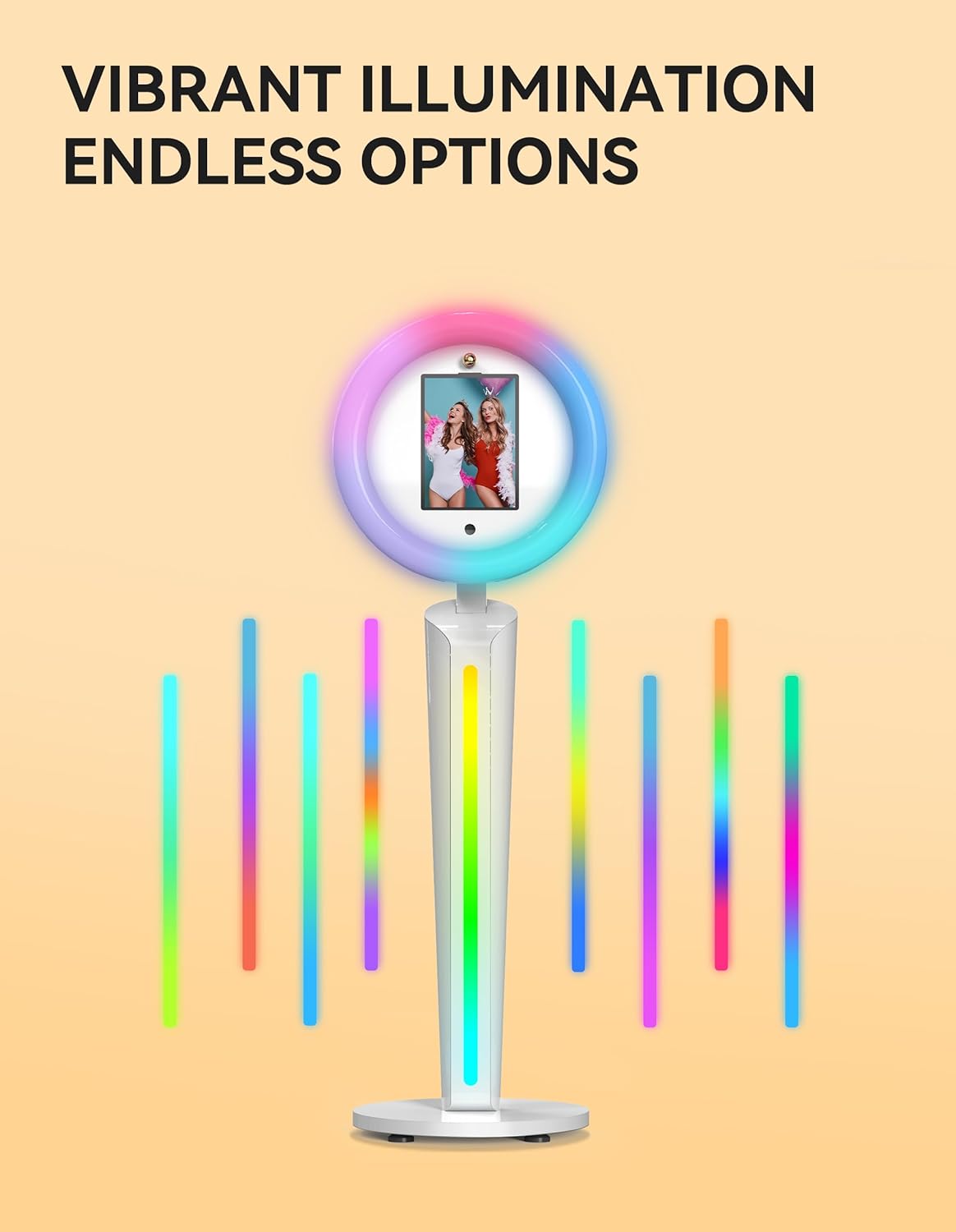 Portable Photo Booth Stand Compatible with 10.2"-12.9" iPad, Large Light Box Music Sync Metal Selfie Photobooth Machine Cyratok Software Control for Events,Rentals & Business Use(Flight Case)