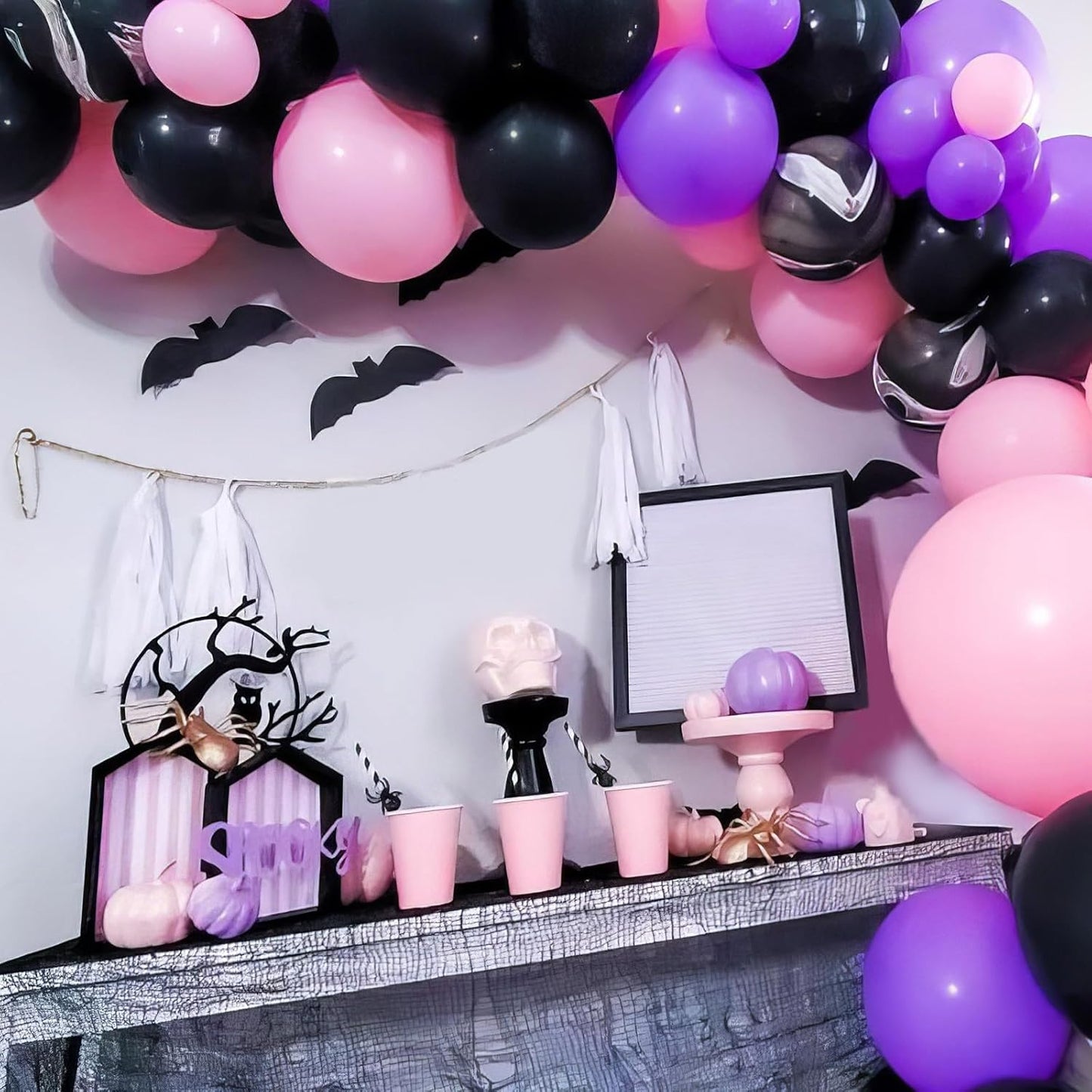 Pink Purple Black Balloons, Hot Pink and Purple Balloons, Matte Hot Pink Purple Black Macaron Pink Balloon for Girls Woman Party Birthday Gender Reveal Baby Shower Valentine Wedding Decorations