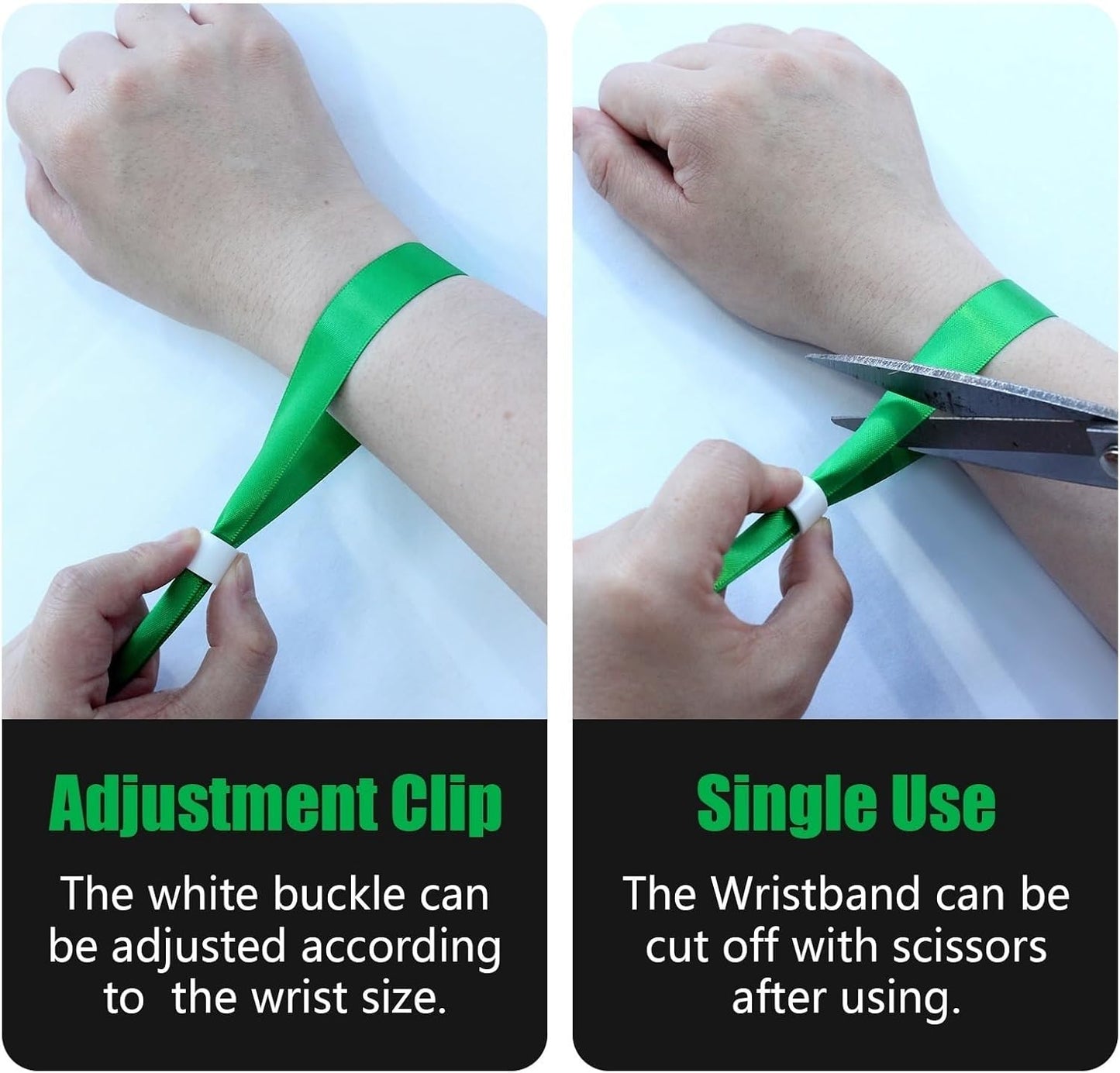 100 Pcs Cloth Event Wristbands, Event Wristbands, Colored Wrist Bands for Events, for Lightweight Concert Wrist Strap for Activities, Party Bracelets for Events (Color : Green)