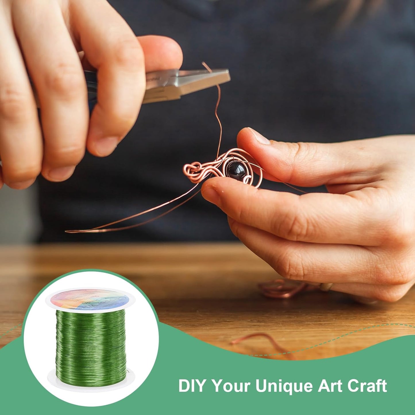 2-Rolls 0.3mm Jewelry Wire, 28 Gauge 328FT Craft Wire Copper Beading Wire for Jewelry Making/Planting/Weaving/DIY Crafting, Soft Metal Wires [100M, Green]