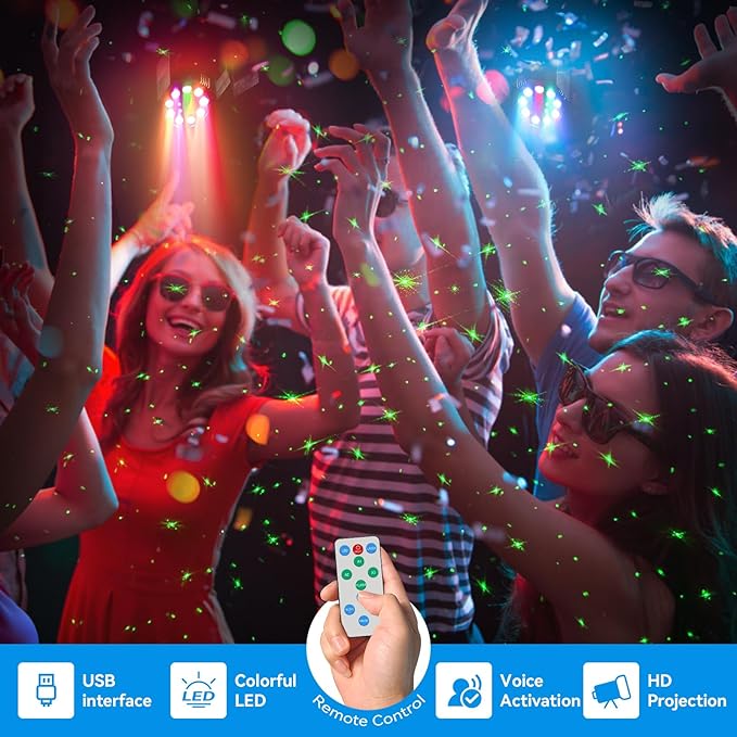 Party Light, Sound Activated DJ Lights with Remote Control, 9 LED Colorful Strobe Disco Light for Indoor Club Parties KTV Halloween Christmas Birthday Decorations Outdoor Glow