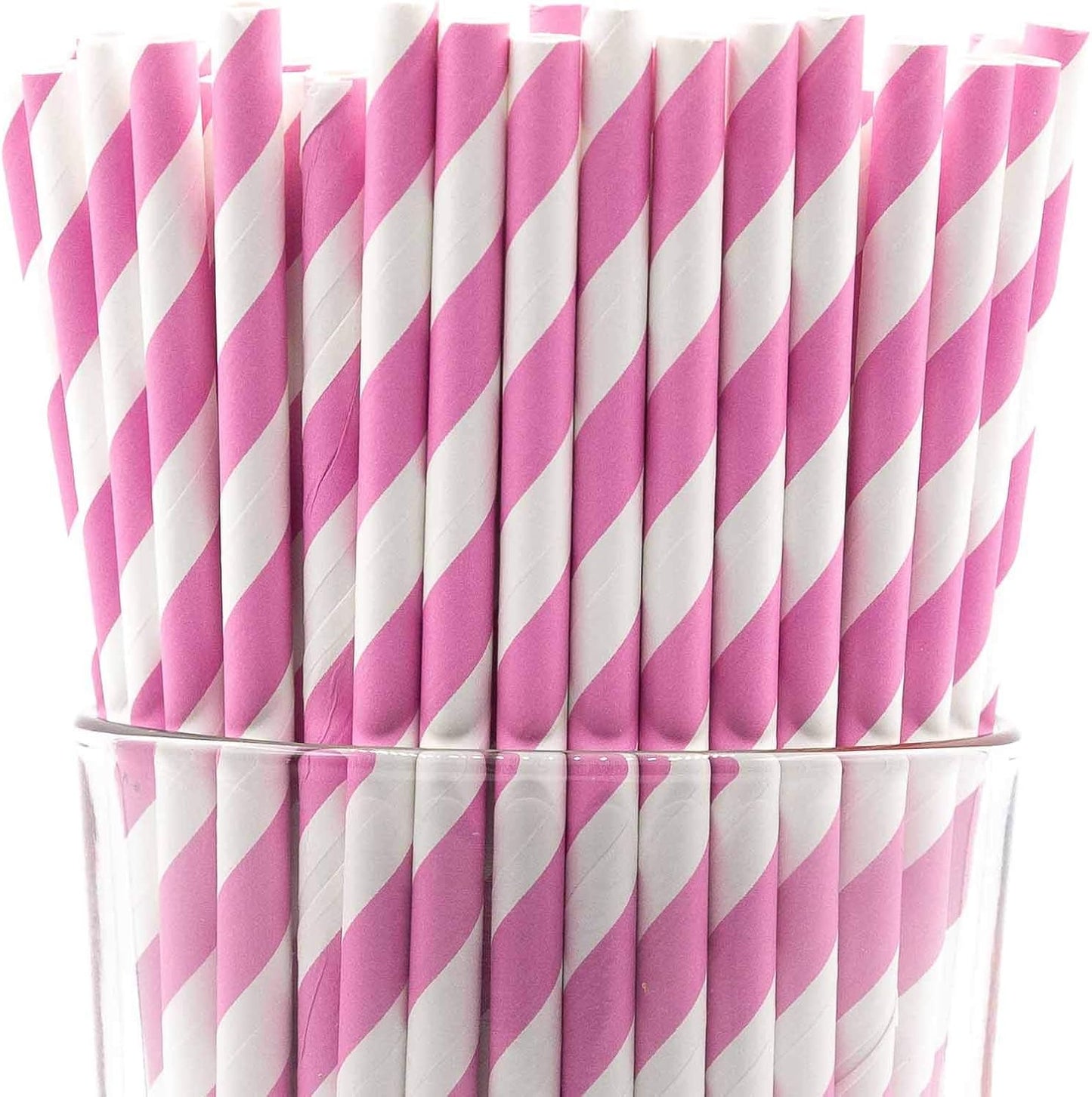 Pack of 300 Baby Pink Swirls Biodegradable 4-Ply Paper Drinking Straws (Compostable, Non-toxic, BPA-free)