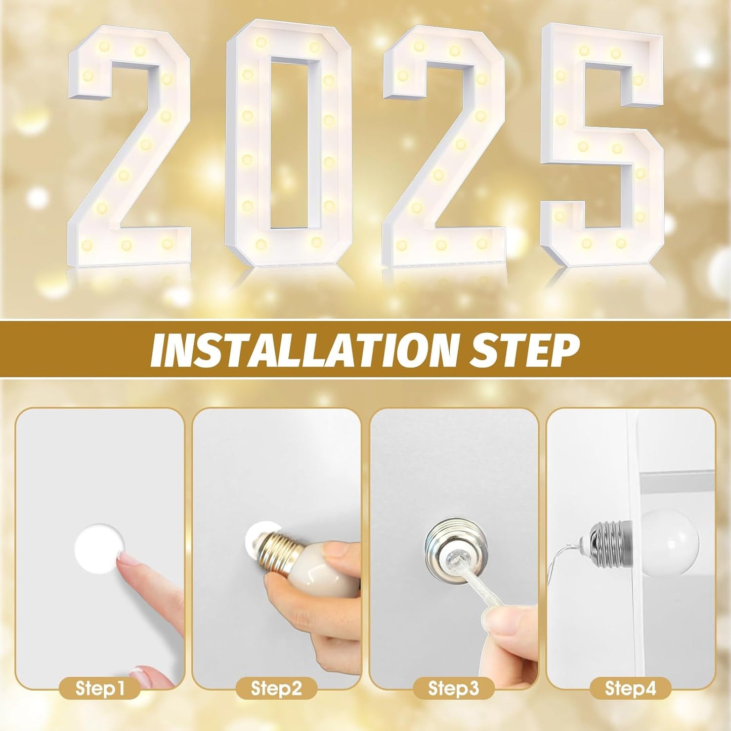 Ledido 4FT Marquee Light Up Numbers Large Light Up Letters for Party Decoration, Marquee Numbers for 7th 17th Birthday Anniversary, Pre-cut Foam Board Assembly Required Number 7