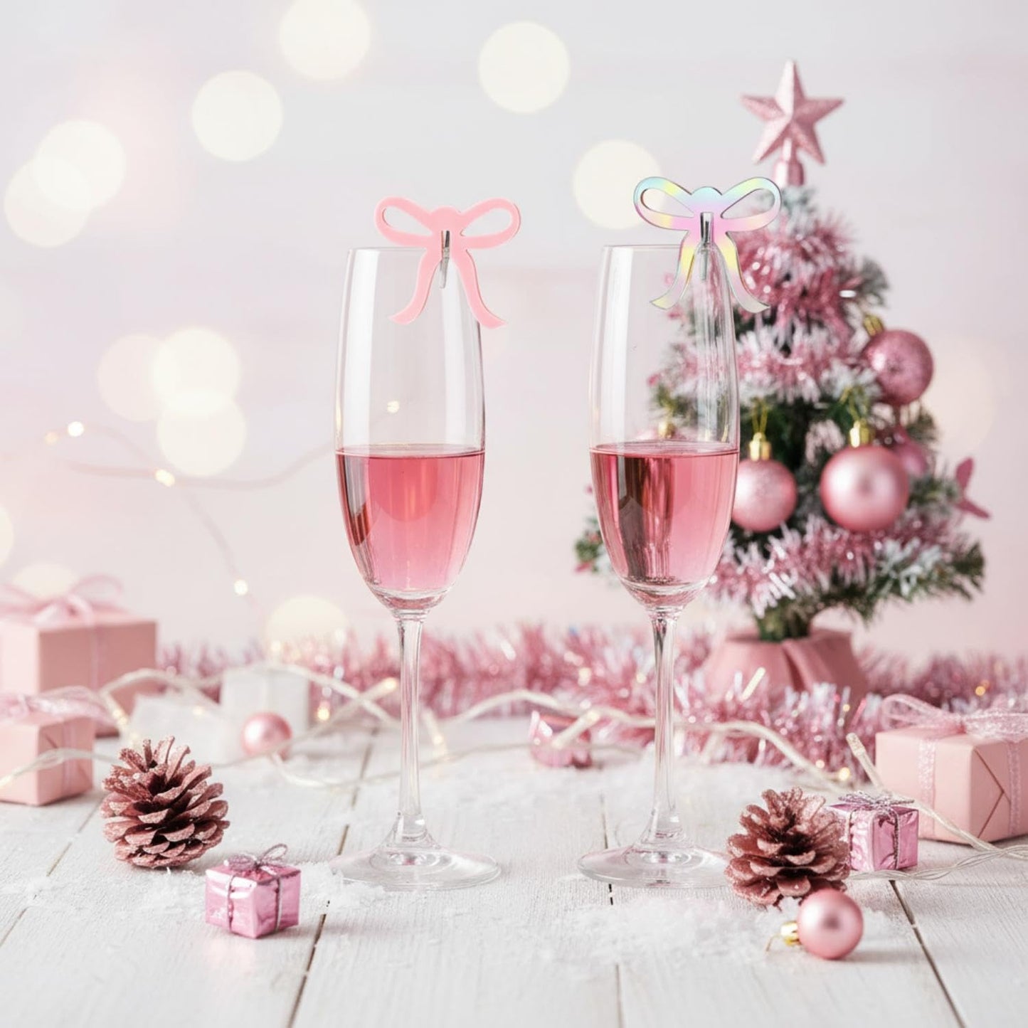 36 Pcs Bow Drink Markers Acrylic Drink Tags Bowknot Wine Glass Charms for Bachelorette Coquette Birthday Cocktail Wedding Decoration Bridal Shower Party Favors