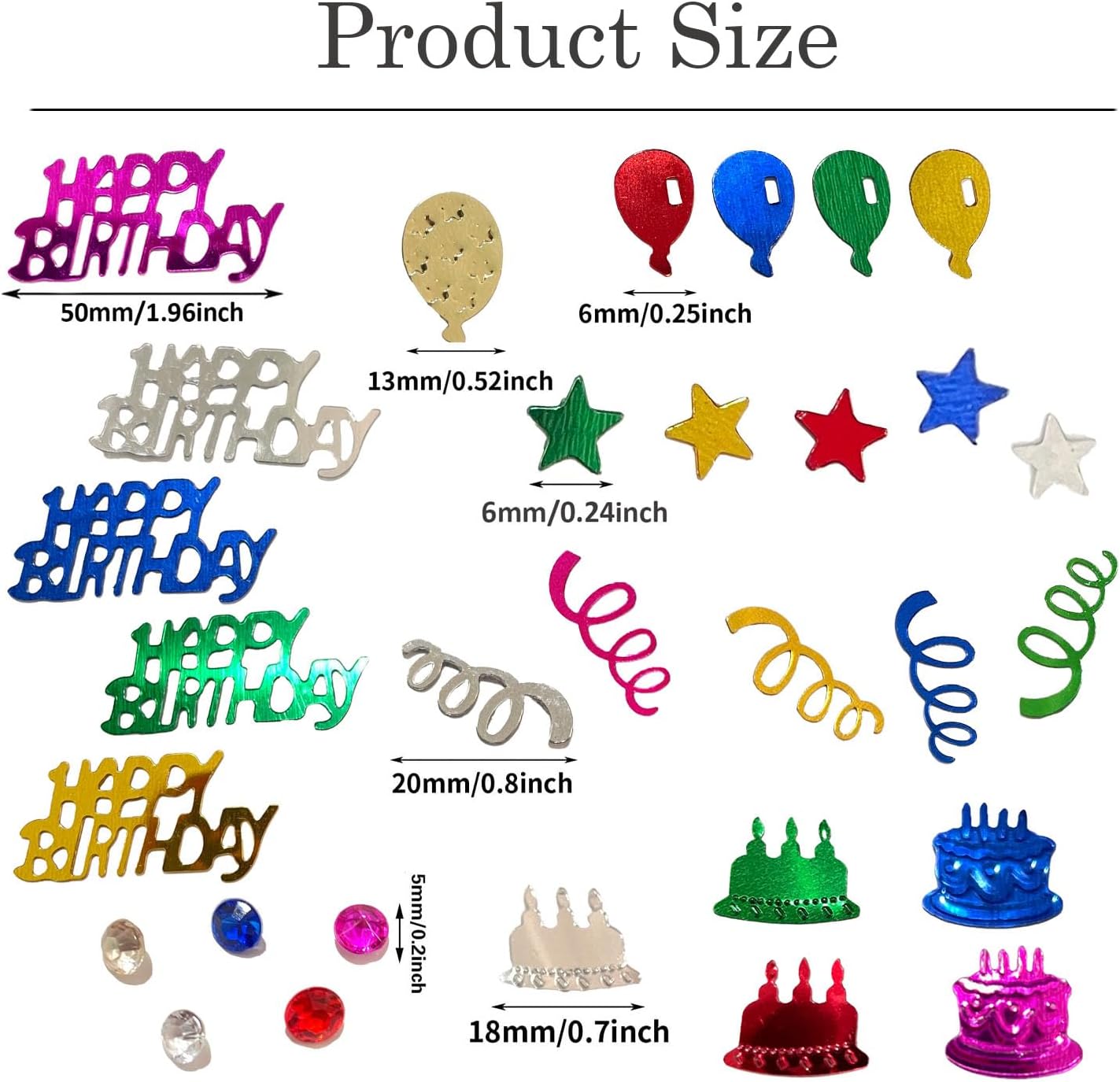 Multicolor Happy Birthday Confetti, Birthday Party Confetti Metallic Foil Sprinkles Decorations for Kids Adult Party Baby Shower Decor, DIY Arts and Crafting