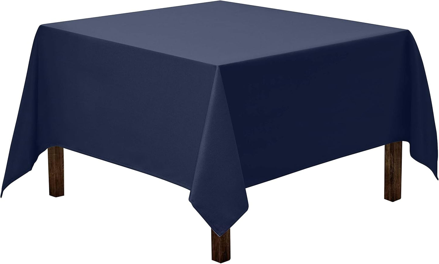 Gee Di Moda Square Tablecloth - 85 x 85 Inch Navy Blue Table Cloth for Large Square or Round Tables - Heavy Duty Washable Fabric - for Buffet Table, Holiday Party, Dinner, Wedding & Baby Shower
