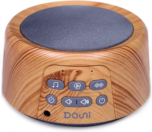 DOUNI White Noise Machine with 27 Soothing Sounds Timer, Adjustable Volume, Memory Function for Sleeping, Relaxation,Sound Machine for Kid,Adult,Nursery,Home,Office,Travel.Wood Grain