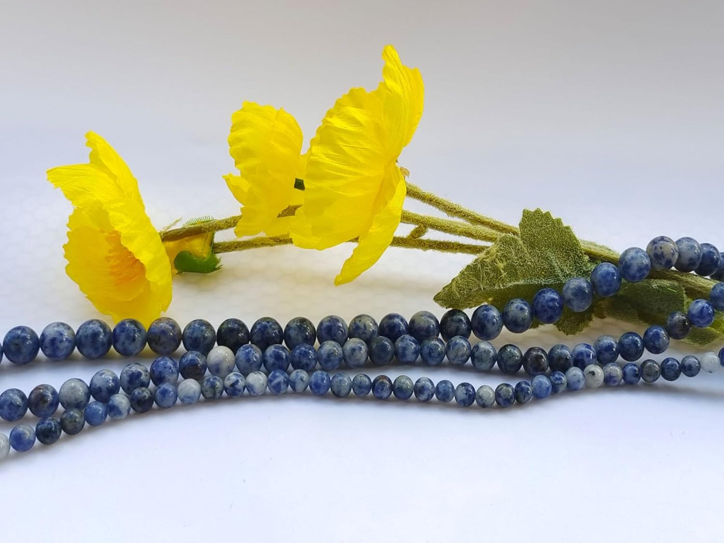 Stone Beads 6mm 140pcs Blue Spot Jasper Beads Round Loose Gemstones Beads for Bracelet Necklace Jewelry Making (6mm, 60604 Blue Spot Jasper)