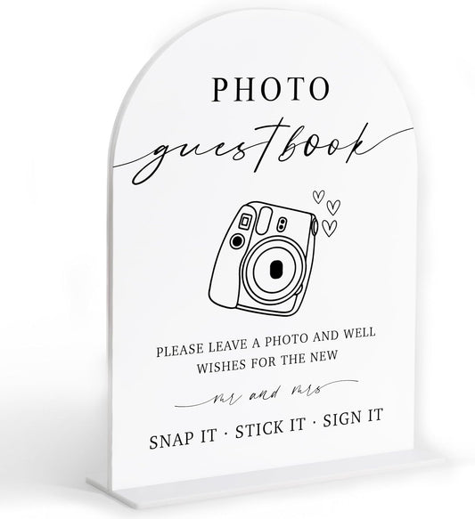 Photo Guest Book Sign, White Arch Acrylic Wedding Sign, Wedding Guest Book Alternative, Bridal Shower Decor, Engagement Party Decor, Centerpiece Table Decorations Party for Bride and Groom-24