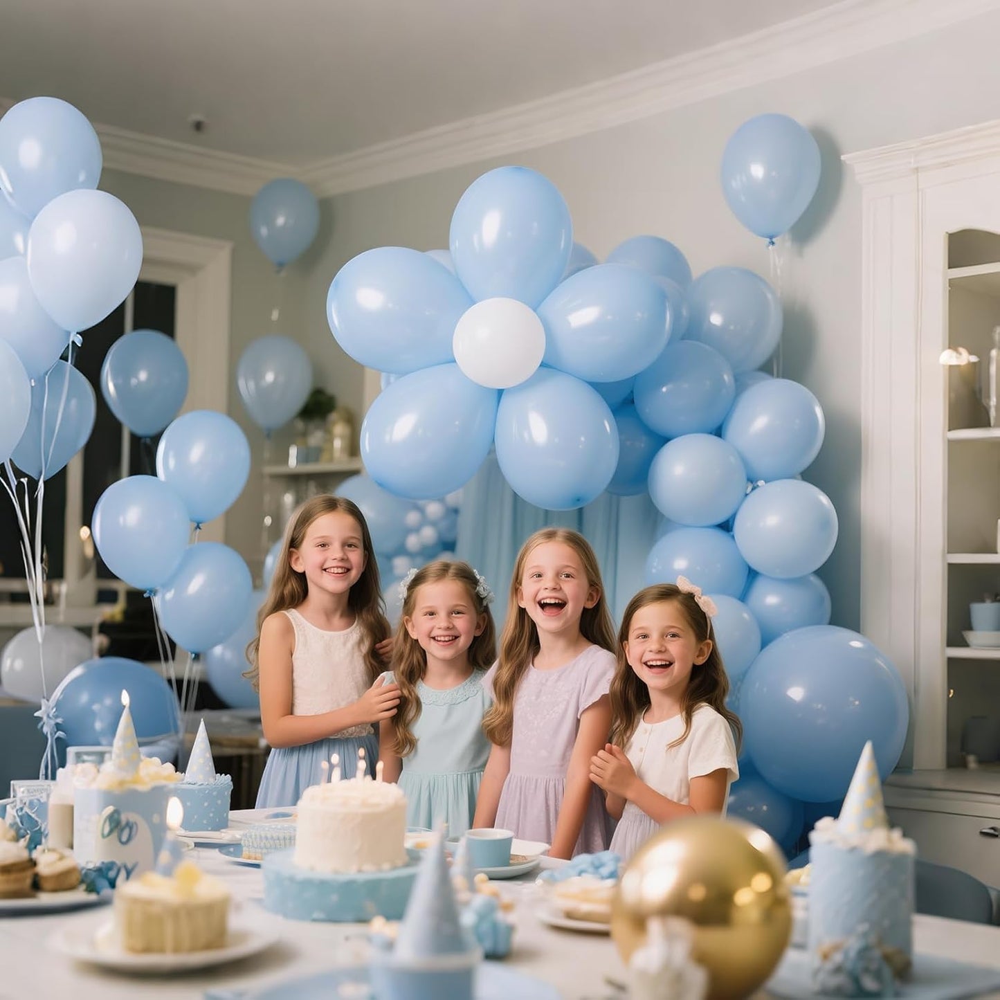 110pcs Pastel Blue Balloon 12 Inch, Pastel Blue Latex Balloons for Birthday Party Baby Shower Wedding(with 2 Ribbons).