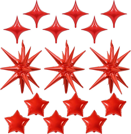 Red Star Balloons, 22in Large Star Balloons Foil 10in 4-Pointed & Red Pentagram Balloon for Valentine's Day Anniversary Wedding Bridal Shower Graduation Birthday Party Decorations