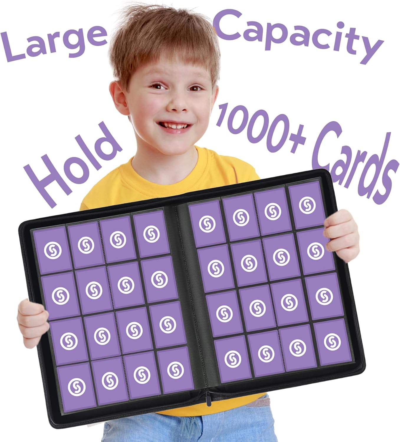 1000+ Pockets Trading Card Binder, Premium 16 Pocket Card Binder, Ringless Side Loading Collection Album Holder Folders for MTG, TCG, Game Cards & Sports Cards (Grey)