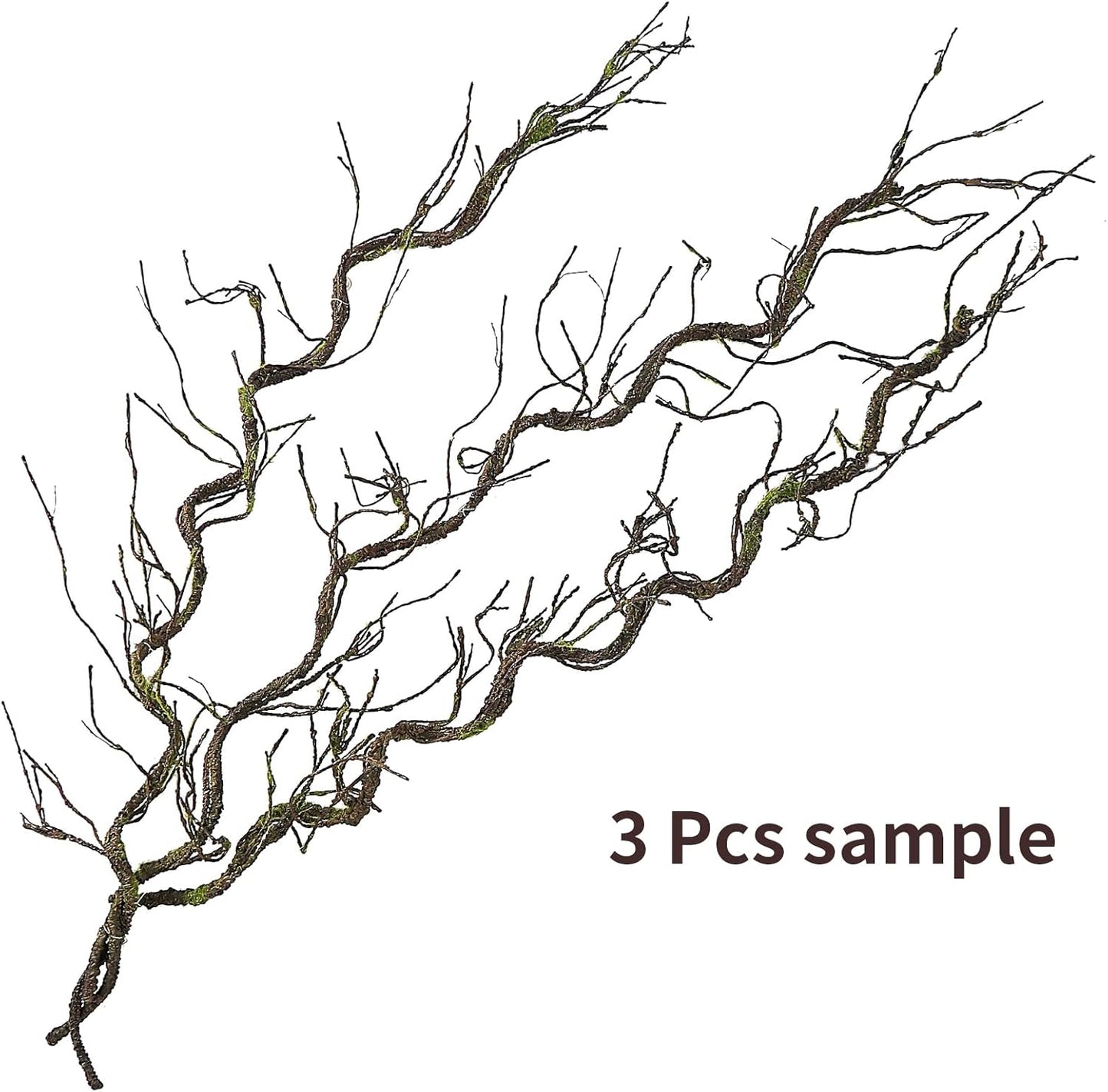 180cm/70.86in Bendable Artificial Tree Branches Liana Vines Garland Rattan with Moss Fake Plants Twigs for Wall Hanging Home Room Outdoor Wedding Background Decoration