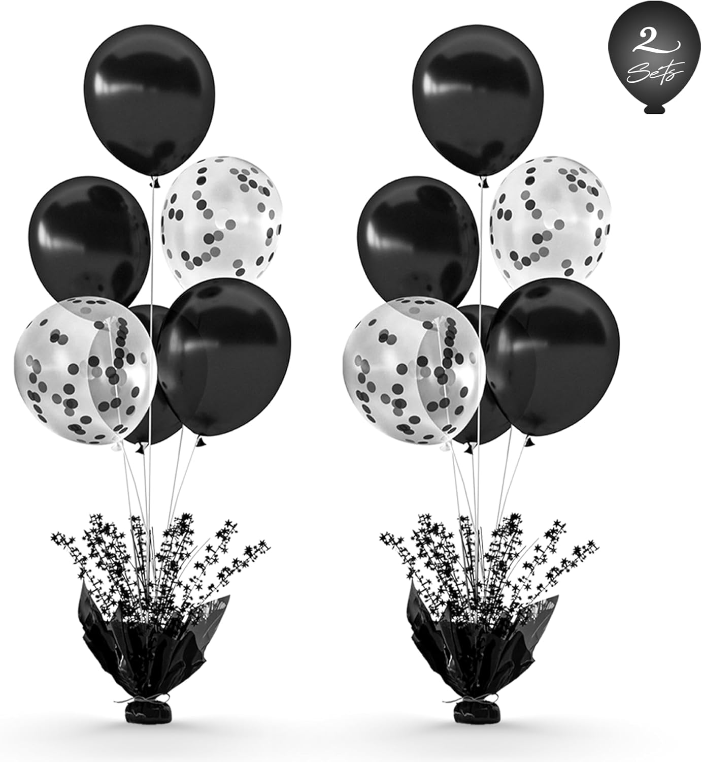 2 Set Black Balloon Table Centerpieces for Birthday Parties, Balloon Stand Kit with Black Balloons for Table Decoration