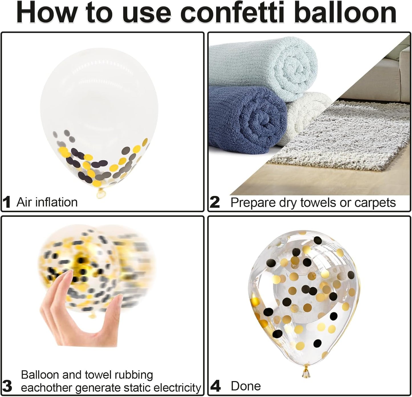 Bezente Black Gold Confetti Latex Balloons - 60 Pack 12 inch Helium Black Gold Confetti Balloons for Wedding Graduation Bridal Shower Birthday Party Decorations