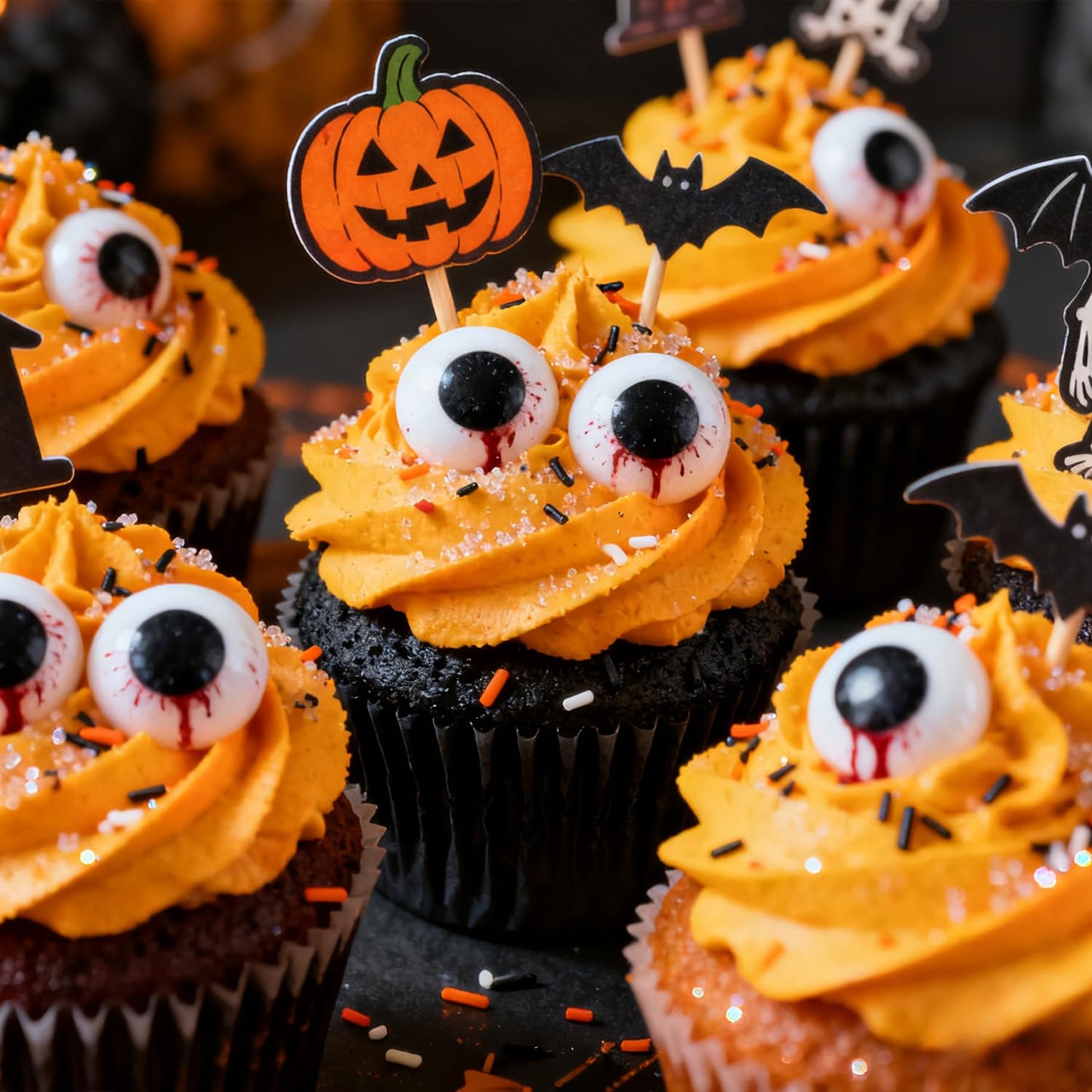 Halloween Sprinkles, Edible Eyeballs Candy, Bloody Eyes Sprinkles for Cake Decorating, Halloween Cupcake & Cookie Toppers, Creepy Party Candy Supplies, 180g/ 6.35oz