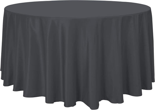 sancua Round Tablecloth - 120 Inch - Water Resistant Spill Proof Washable Polyester Table Cloth Decorative Fabric Table Cover for Dining Tables, Buffet Parties and Camping, Grey