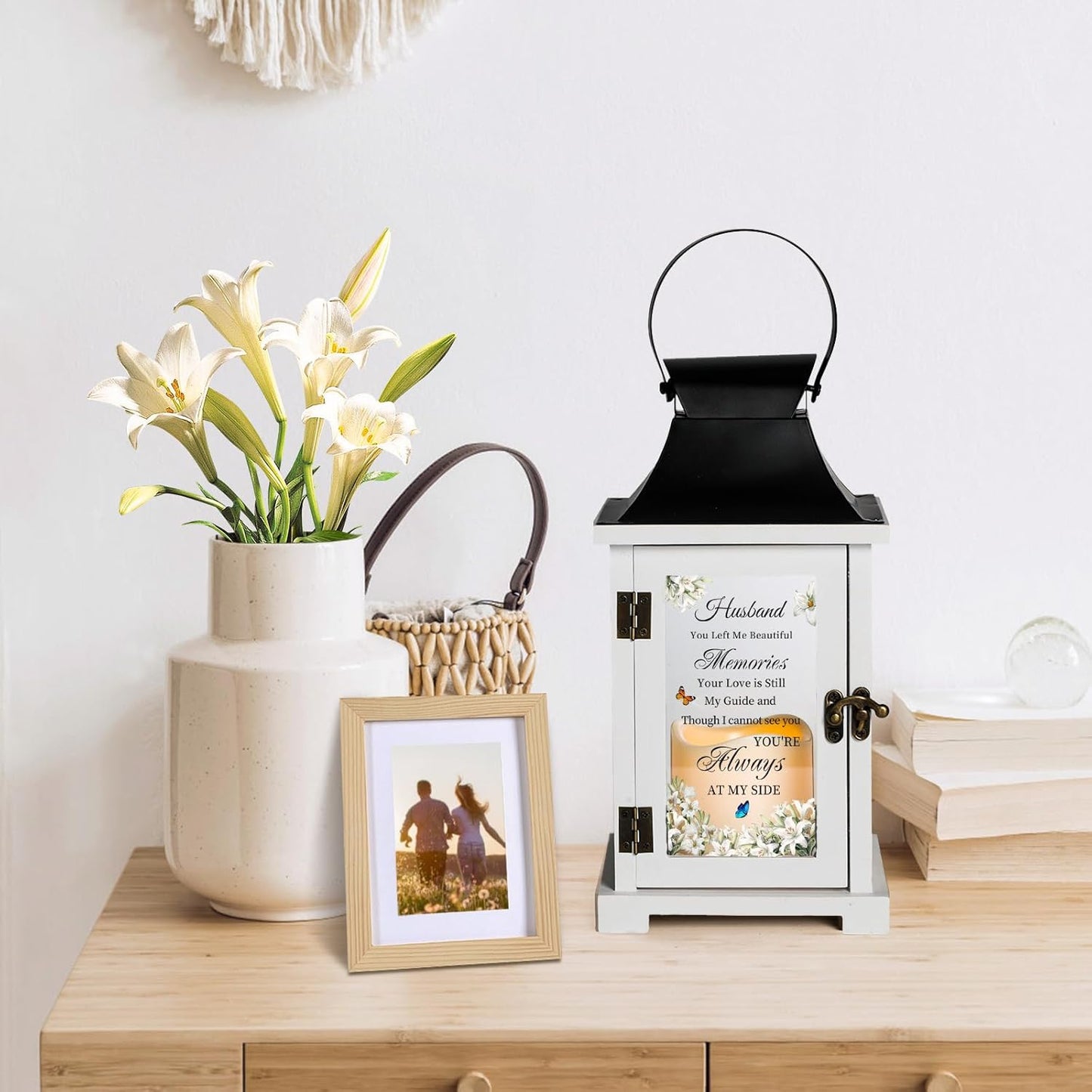 Memorial Lantern Bereavement Sympathy Gifts in Memory of Loved One Memorial Gifts for Loss of Husband Remembrance Gifts for Loss of Husband with LED Candle