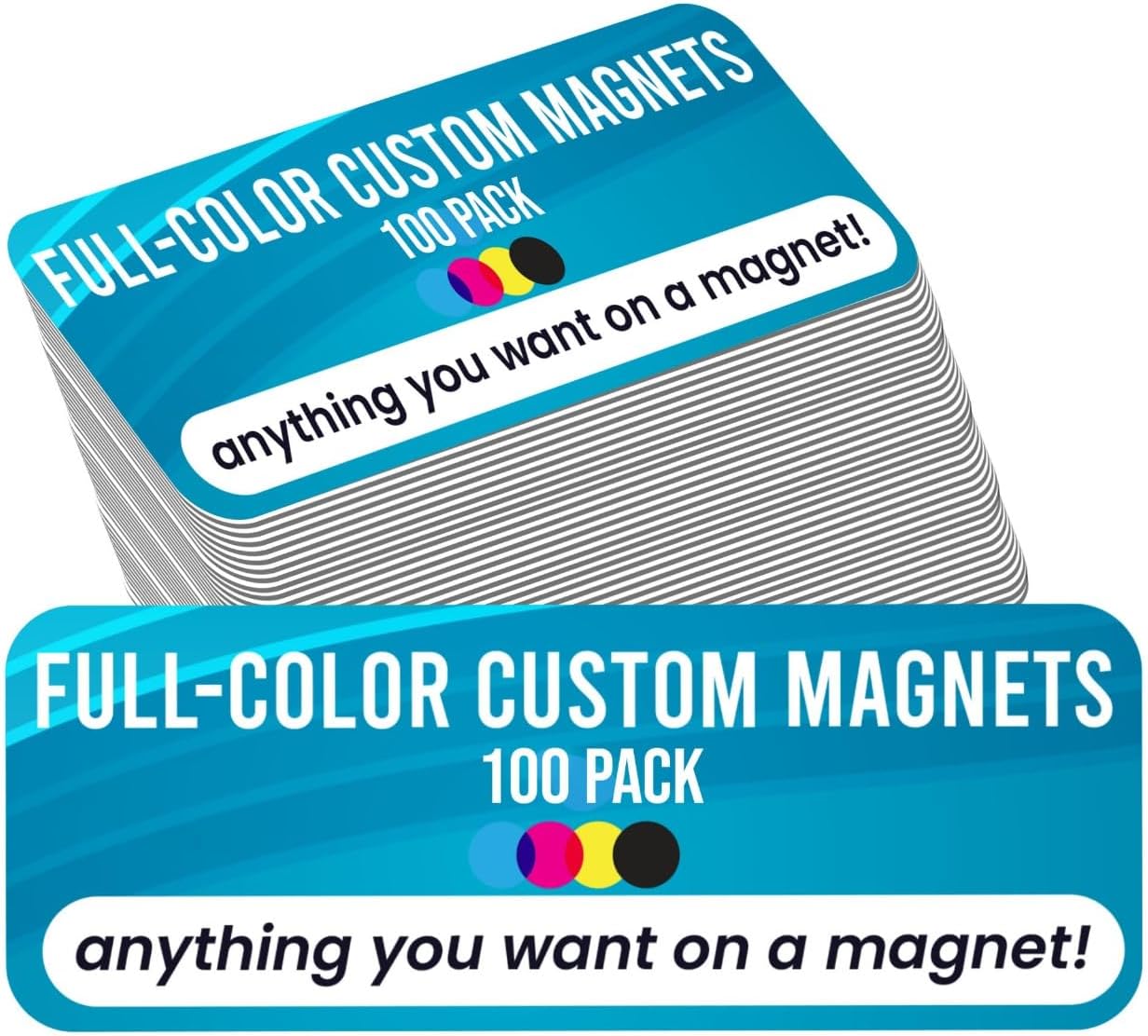 Magnet Me Up Custom 10x3 Inch Rectangle Magnet, 100 Pack, Customizable for Businesses, Personal Use, Choose Your Text, Upload Image, Magnetic Vinyl for Car and Any Magnetic Surface, Crafted in USA