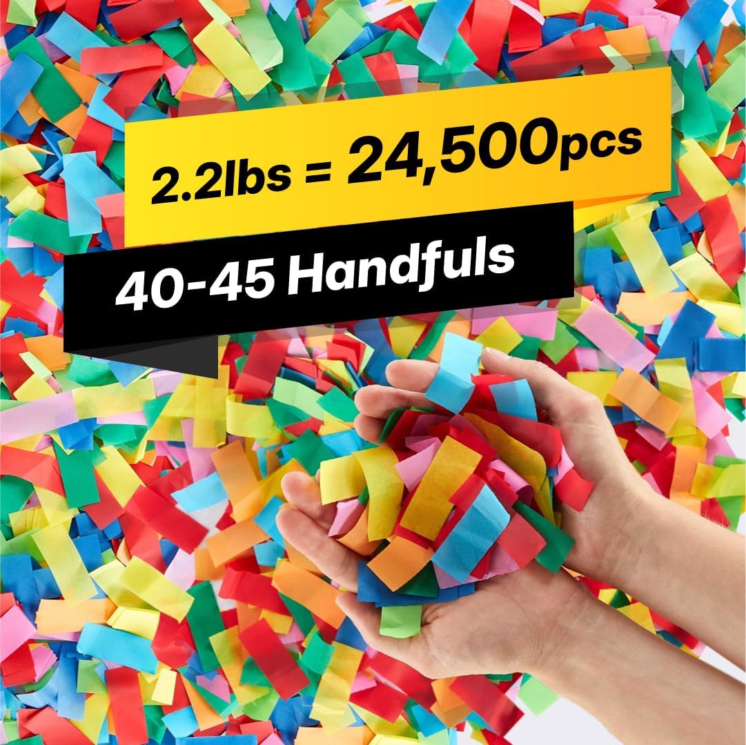 Multicolor Confetti Paper - BULK 2.2lbs | 1kg, Biodegradable Tissue Paper, Rainbow Light Weight, Non-Staining Paper, for Events, Crafts, Decorations