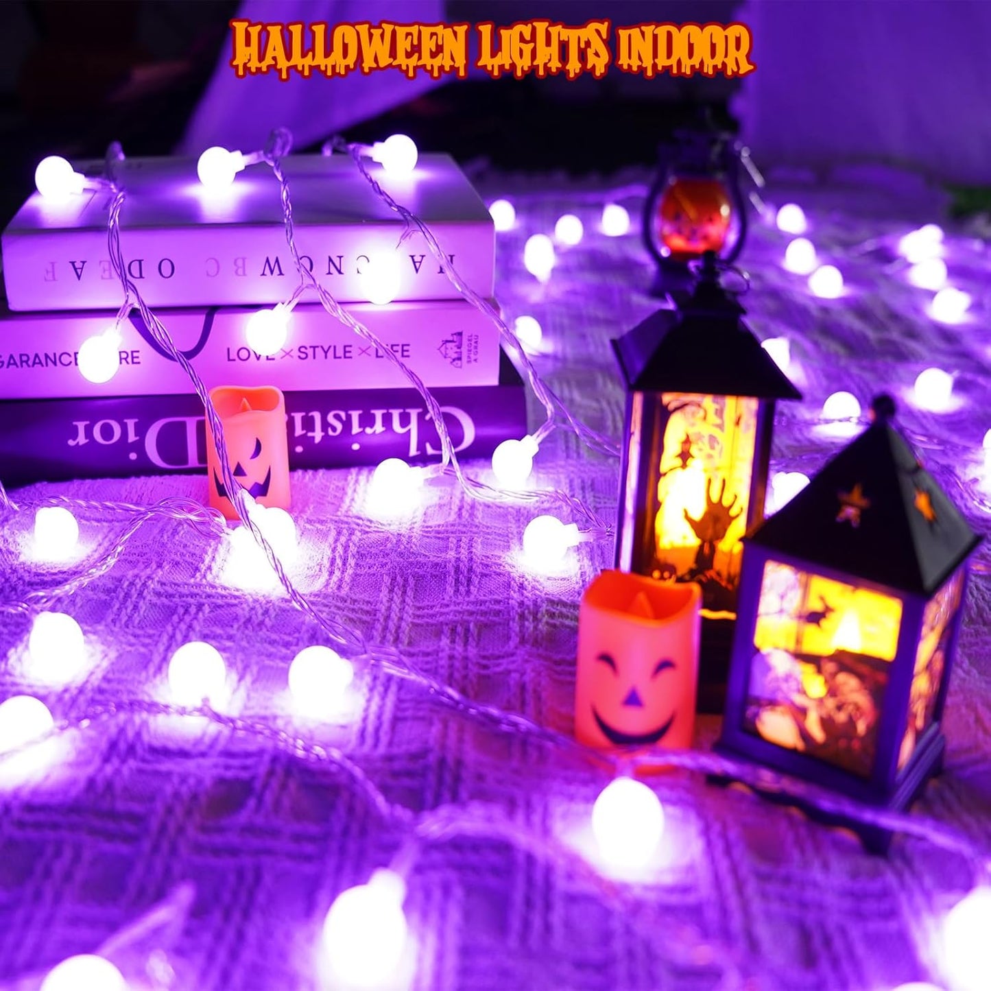 Connectable Purple Halloween Lights Outdoor Indoor - 43FT 100LED Globe String Lights Plug in with Timer, 13 Modes Fairy Light Waterproof for Party Halloween Decorations Bedroom Decor
