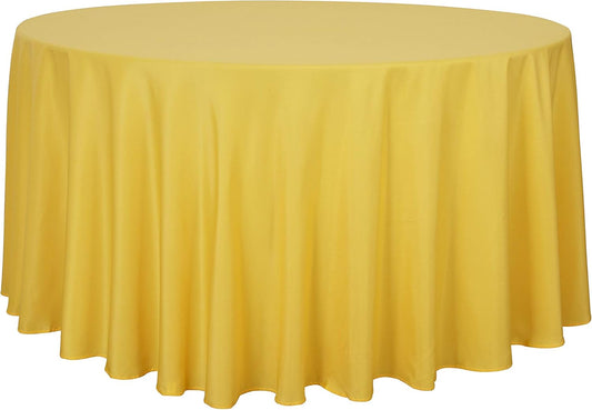 sancua Round Tablecloth - 120 Inch - Water Resistant Spill Proof Washable Polyester Table Cloth Decorative Fabric Table Cover for Dining Tables, Buffet Parties and Camping, Yellow