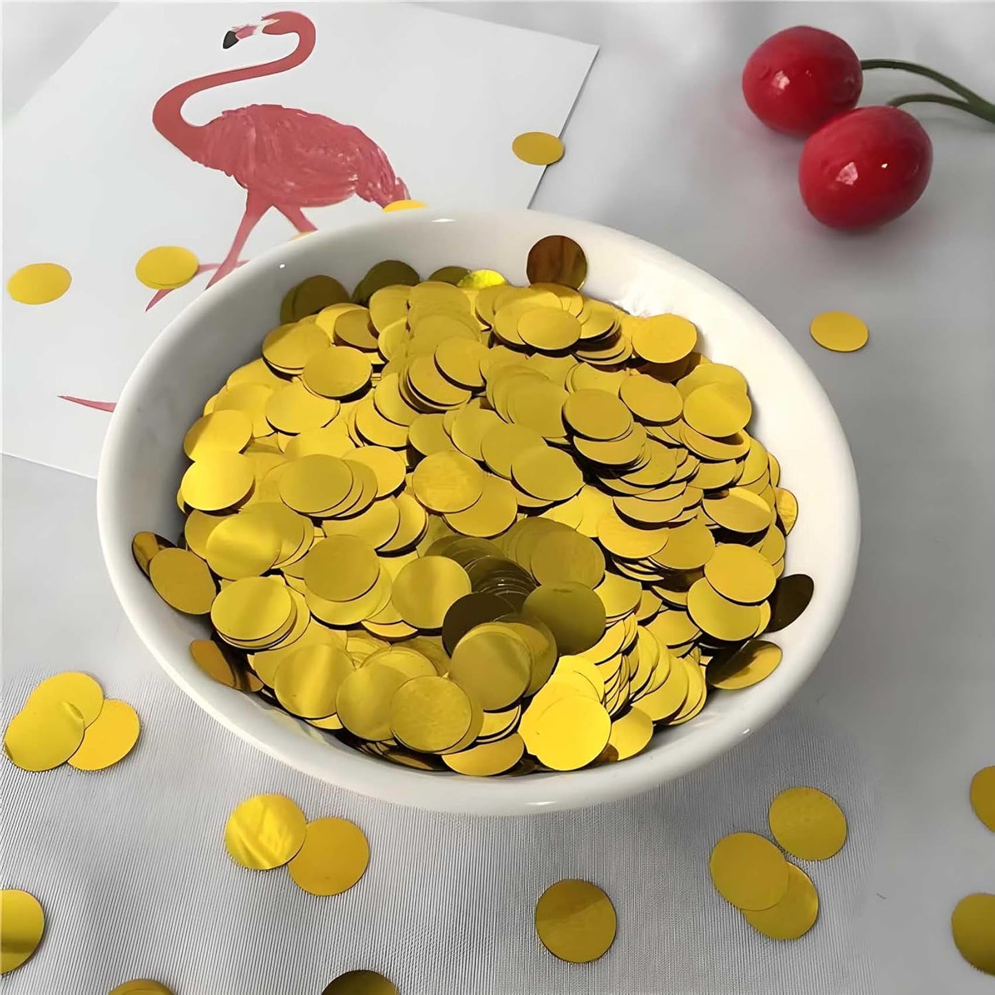 Gold Round Table Foil Confetti Beautiful Metallic Table Confetti Glitter for Fill Balloons, Wedding,Birthday, Party,Festival Decoration(8000PCS)