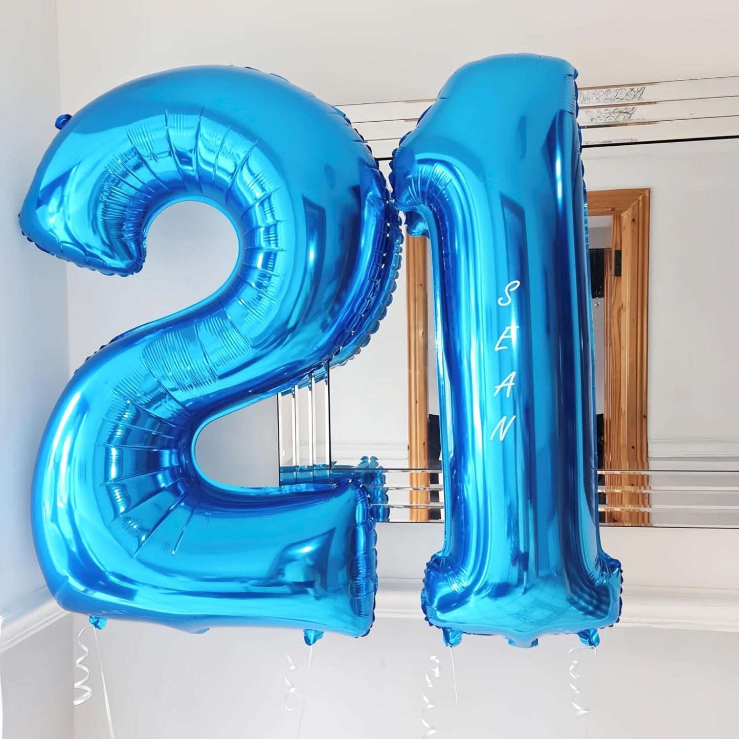 Blue 2 Balloon Number,40 Inch Number 2 Balloon Big Blue 2 Foil Mylar Helium Balloon for Birthday Party Decorations