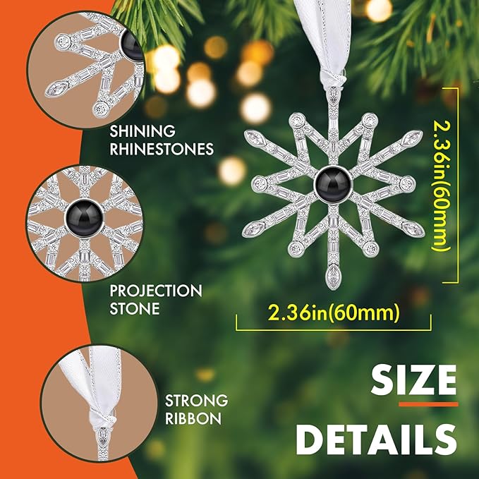 Custom Picture Ornaments, Personalized Christmas Ornaments with Photo Inside, Snowflakes Decor, Home Decor for Xmas Party, Memorial Ornament, Gifts for Family/Friends/Couples(Nordic Snowflake)