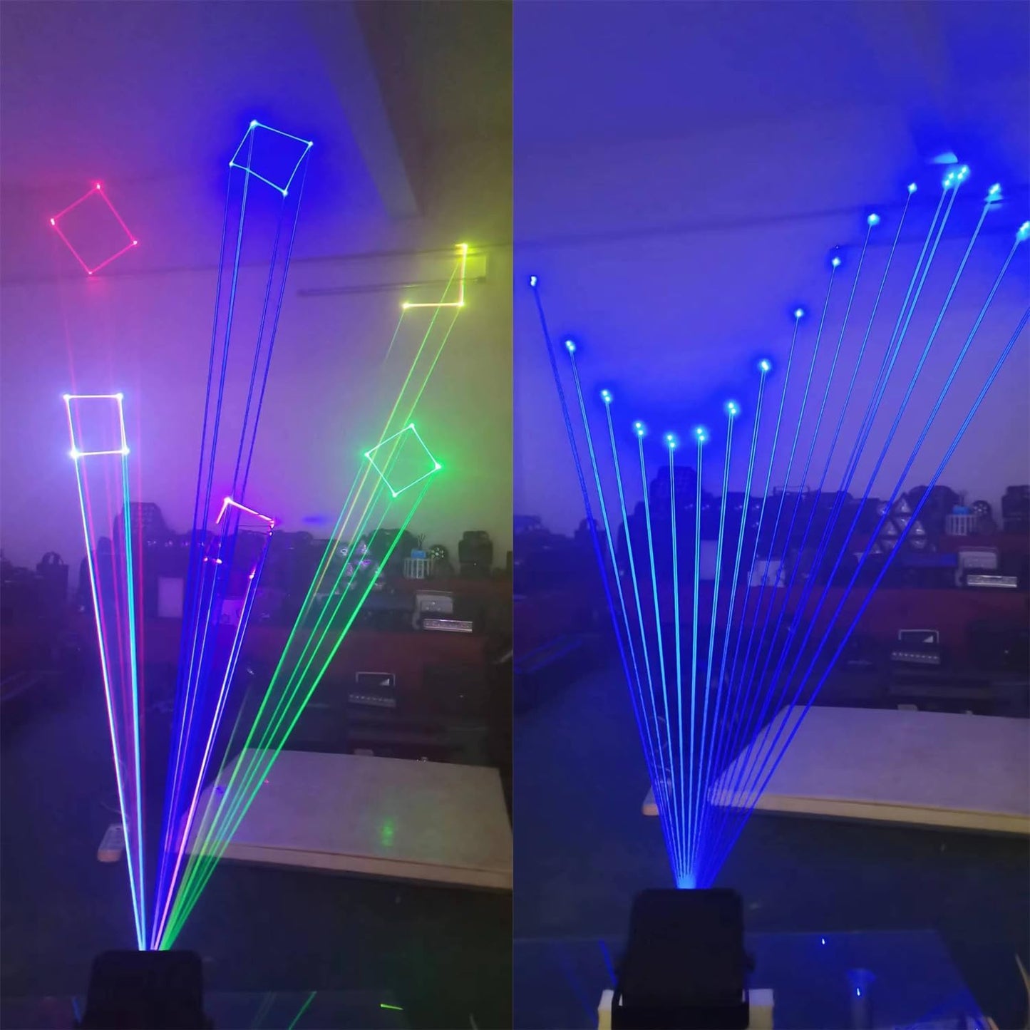 JUNMAN 2W 2000mw RGB Full Color Animation Stage Effect Light DJ Disco Stage Beam Lights for Party Wedding Event Lighting Show