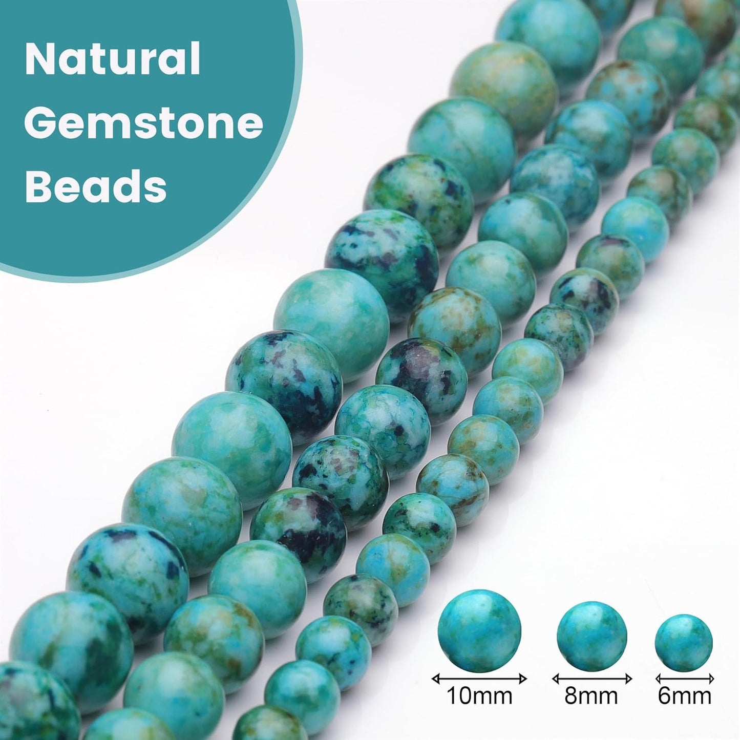 8mm Natural Stone Beads for Jewelry Making,Blue Imperial Turquoise Polished Smooth Round Gemstone Beads for Bracelet Necklace 15 Inch