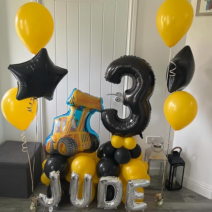 Black 2 Balloon Number,40 Inch Number 2 Balloon Large Black 2 Foil Mylar Helium Balloon for Birthday Party Decorations