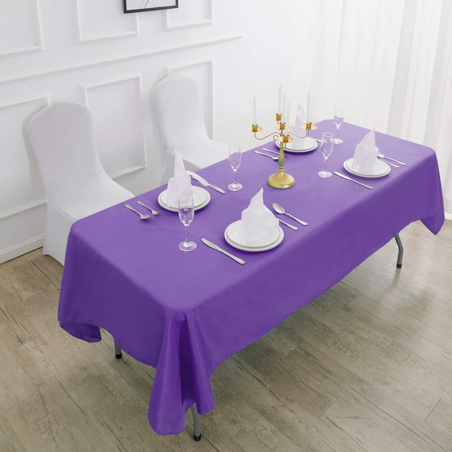 Rectangle Tablecloth 60x120 inch Washable Polyester Fabric Table Cloth for Wedding Party Dining Banquet Decoration（60x120,Purple）