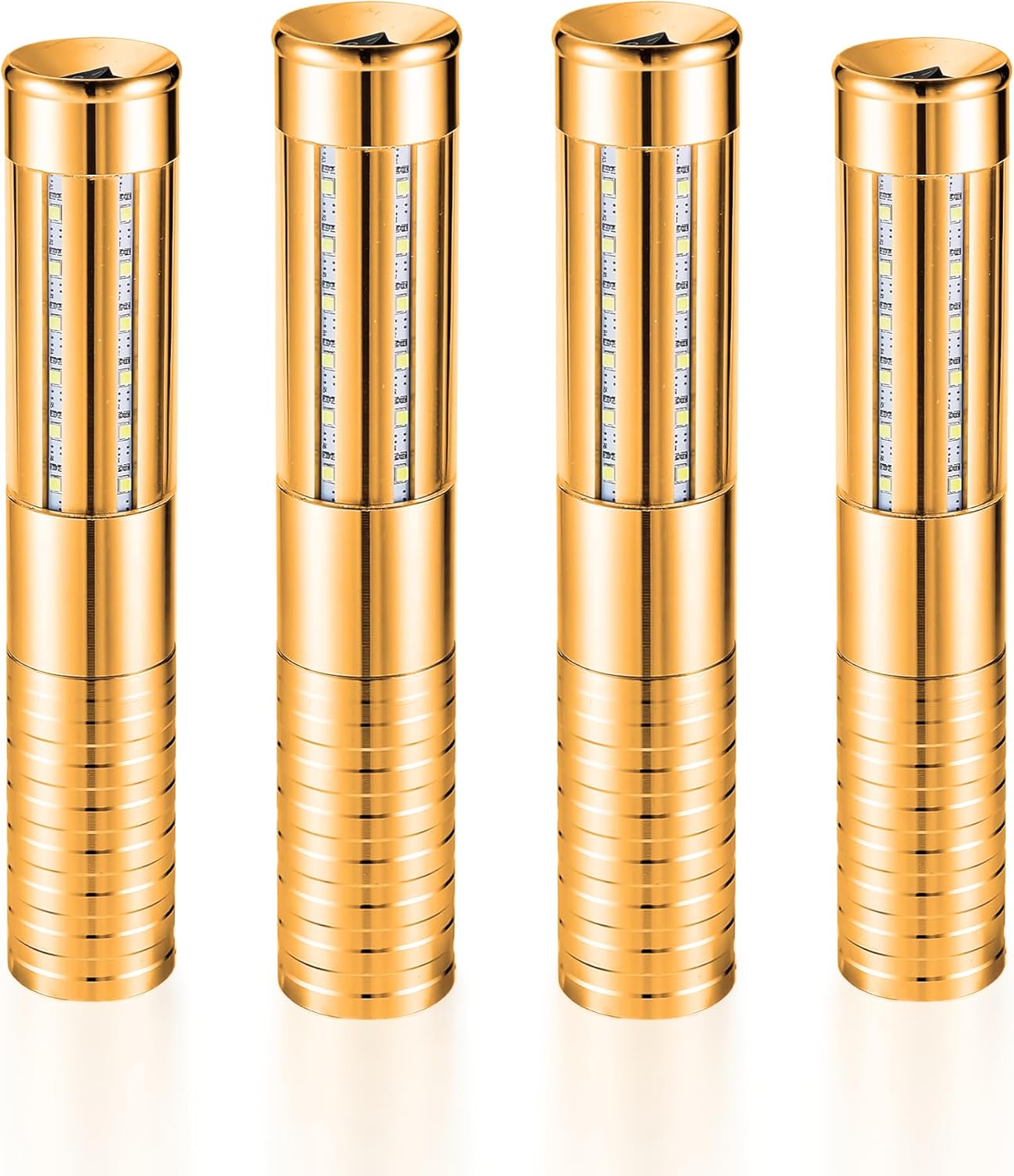 4 Packs Rechargeable LED Strobe Baton Lights Reusable Bottle Service Lights for Liquor Bottles Handheld Service Sparklers for Club Weddings Concert Outdoor Events (Gold-Colered Light, 4)