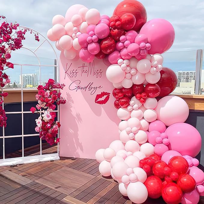 PartyWoo Pink Balloons 65pcs 12 Inch Pearl Metallic Mauve Magenta Fuchsia Hot Pink Confetti Latex Balloons for Gender Reveal Bridal Shower Baby Shower Princess Theme Birthday Party Decorations