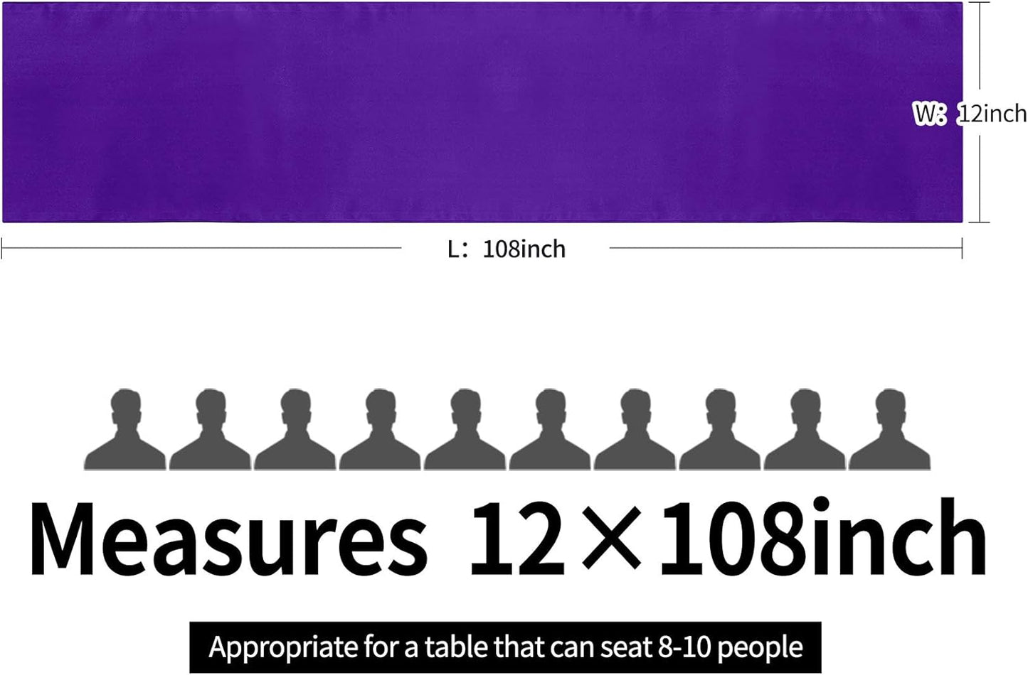 15-Pack Satin Table Runner Purple 12 x 108 inches Long, Table Runners for Wedding, Birthday Parties, Banquets Decorations（15 Pack, 12x108 Inch, Purple）