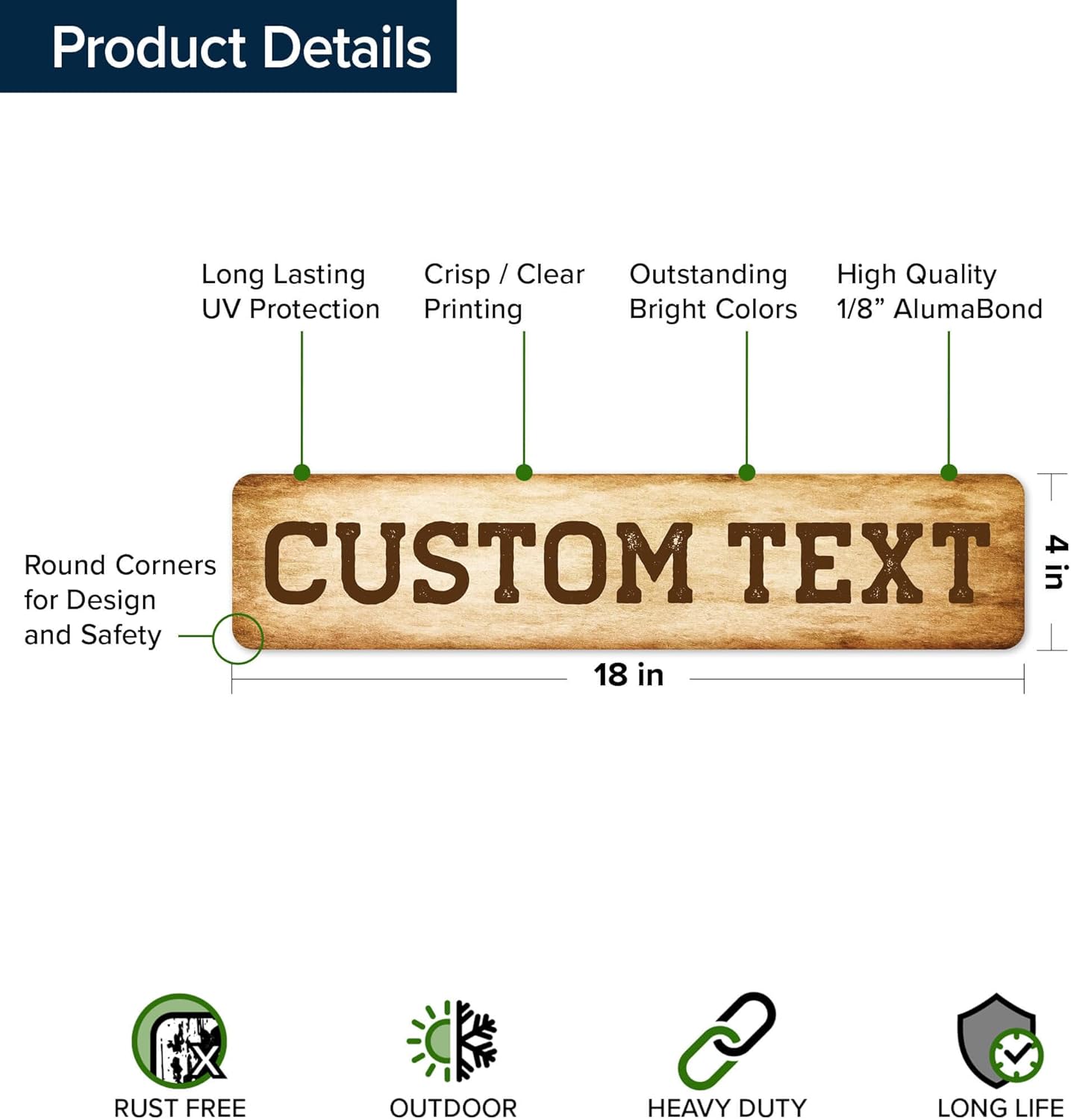 Custom Sign, Custom Street Sign, 11 Font Colors, 13 Font Styles, 4 Hole Options, 22 Sizes, 4x18 Inches, Rust Free DiBound, Fade Resistant, Made in USA by My Sign Center (Vintage)