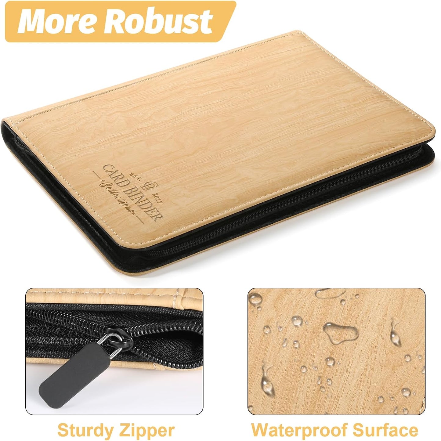 9 Pocket Card Binder, Premium Zip Trading Card Binder, 540 Double Sided Pocket PU Collection Binder, Collector Album, Card Folder for MTG, TCG, Sports Cards