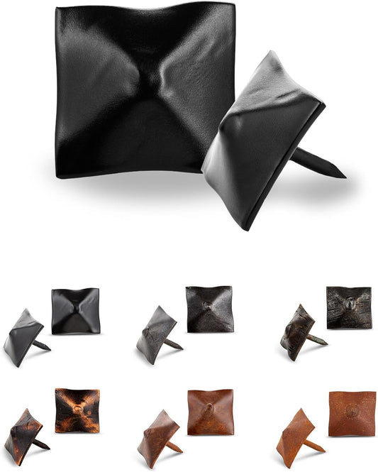 25 Pack 1" Square Head Iron Clavos Decorative Nails – Black – Handmade Rustic Square Fasteners for Farmhouse Shutters, Faux Wood Beams, Barn Doors, Shutters, and Gates – Ornamental Wood Accent