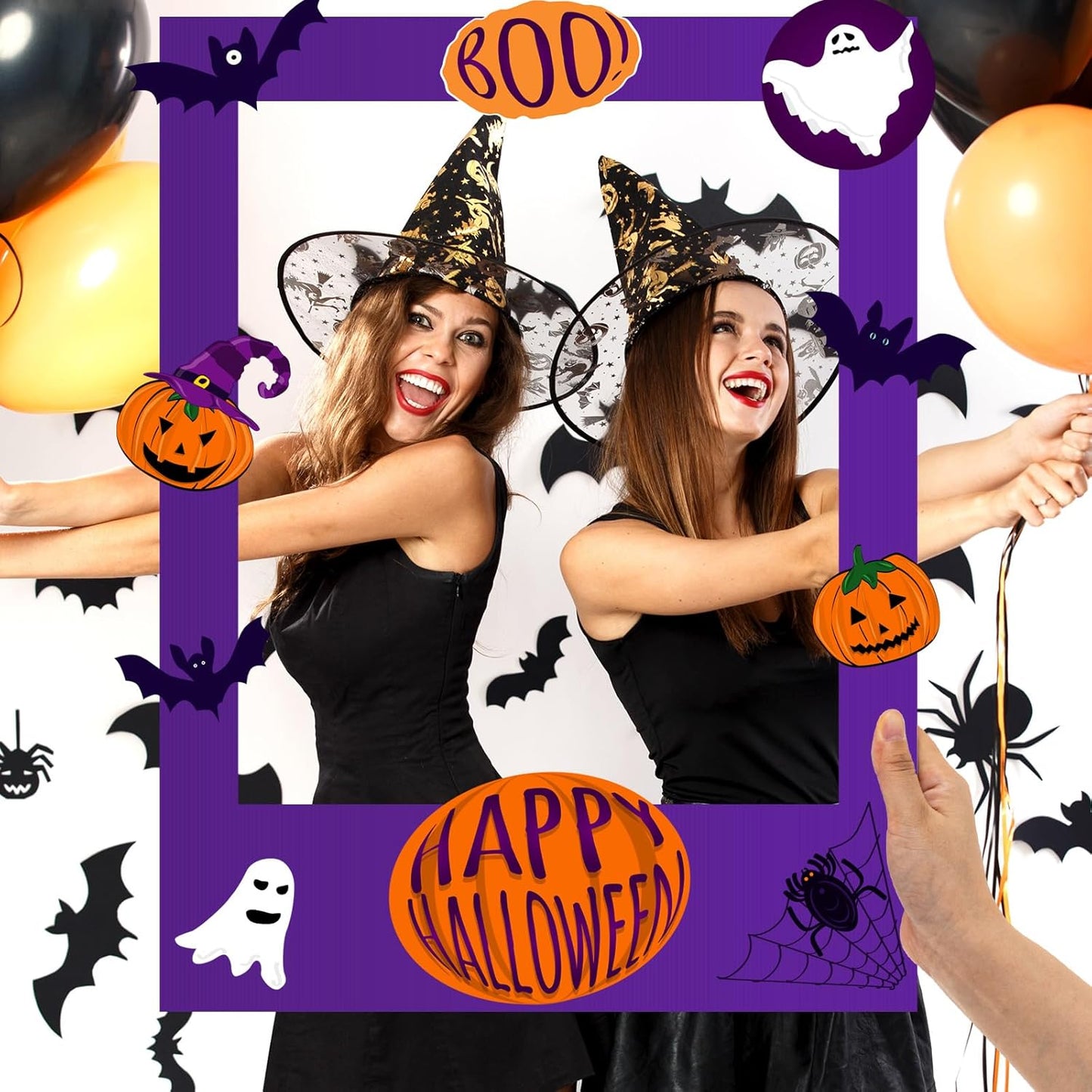 32 x 24 Inch Large Blank DIY Photo Booth Props Picture Frame Party Frame DIY Photo Booth Props Selfie for Birthday, Graduation, Christmas Holiday Party(Purple,Halloween)