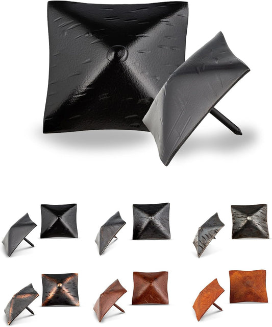 100 Pack 2" Square Head Iron Clavos Decorative Nails – Black – Handmade Rustic Square Fasteners for Farmhouse Shutters, Faux Wood Beams, Barn Doors, Shutters, and Gates – Ornamental Wood Accent