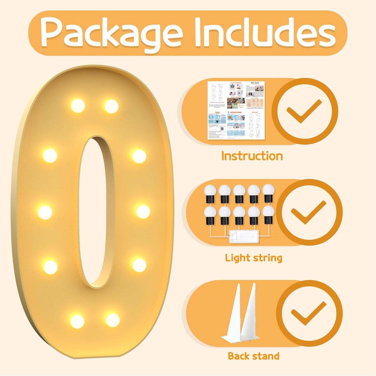 Marquee Numbers 4 Feet Tall Large Light Up Numbers 40th 50th 60th Birthday Decorations Women Men Big Yellow Light Outdoor Anniversary Decorations Balloon Arch Kit Party Backdrop 0