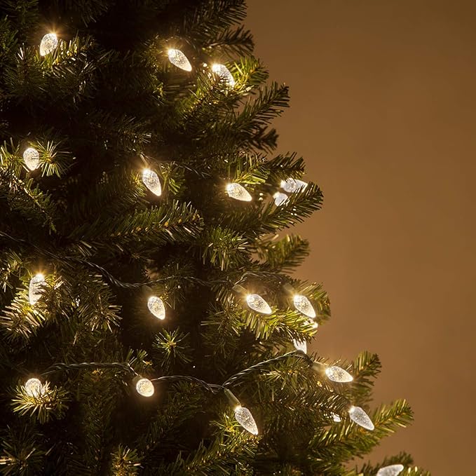 70 C6 LED Warm White Christmas Lights, 24 ft Green Wire Indoor/Outdoor Commercial Grade String for Holiday and Party Lighting