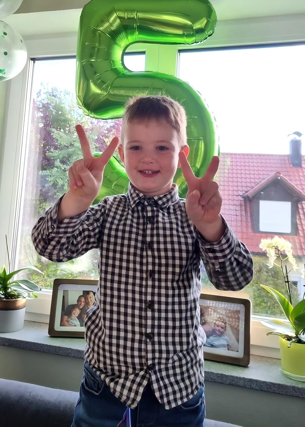 Large Light Green 40 Inch Birthday Number 5 Balloon, Light Green Five 5th 15 25 35 50 55 Birthday Anniversary Celebration Decorations, Foil Mylar Helium Numbers 5 Balloons Girl Boy Party Supplies