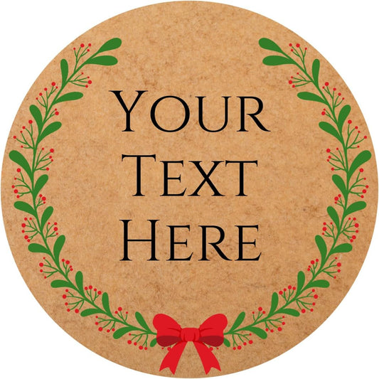 100-1000pcs Custom Stickers Merry Christmas Stickers Personalized Labels Adhesive Xmas Decorative Envelope Seals Stickers for Cards Gift Boxes (Round Kraft -6)