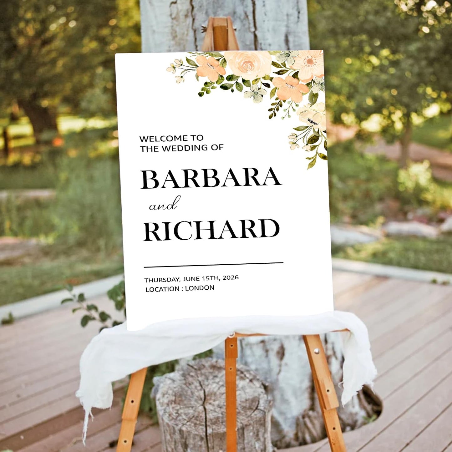 Foliage Editable Wedding Welcome Sign, Party Entrance Template, Printable Welcome Board for Reception or Ceremony