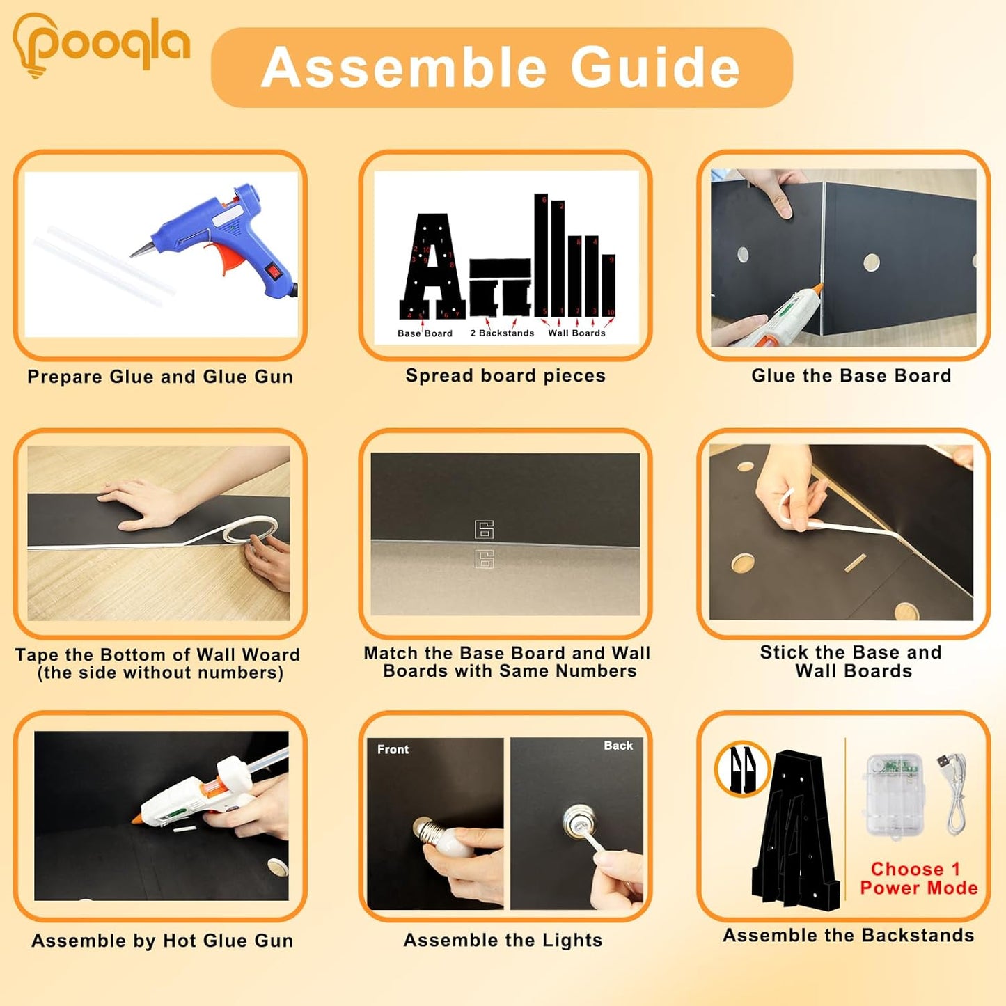 Pooqla 3FT Marquee Light Up Letters, Black LED Party Decor Large Marquee Letters 3 Feet Tall, Giant Mosaic Letter for Birthday Graduation Anniversary Wedding Decoration, Letter I