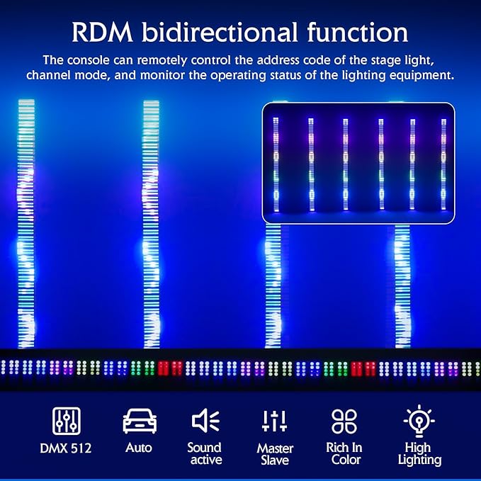 Stage Lights Bar 200W RGB DJ Light 192 Partition Pixels 760 LED Strobe Light DMX Sound Chasing Wash for Parties Club Disco Events Wedding Church